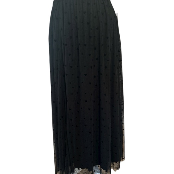 Anthropologie Black Mesh Heart Skirt Size LP New With Tags - Picture 3 of 9
